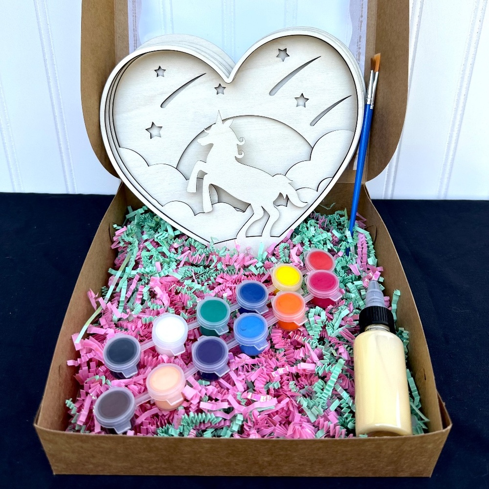 Unicorn - Love - Heart - Paint kit - Handmade